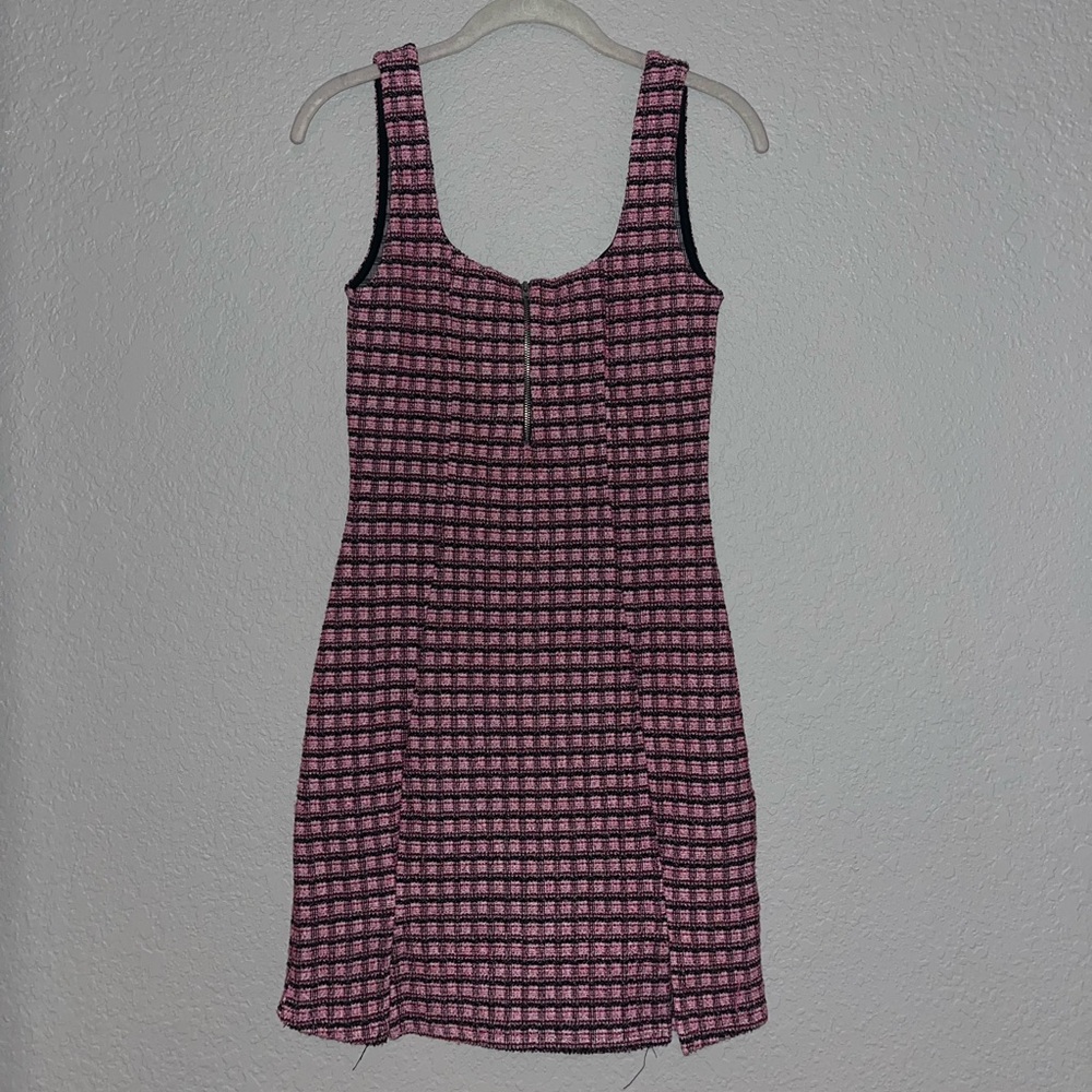 Topshop Check Mini Pink Pinafore Dress